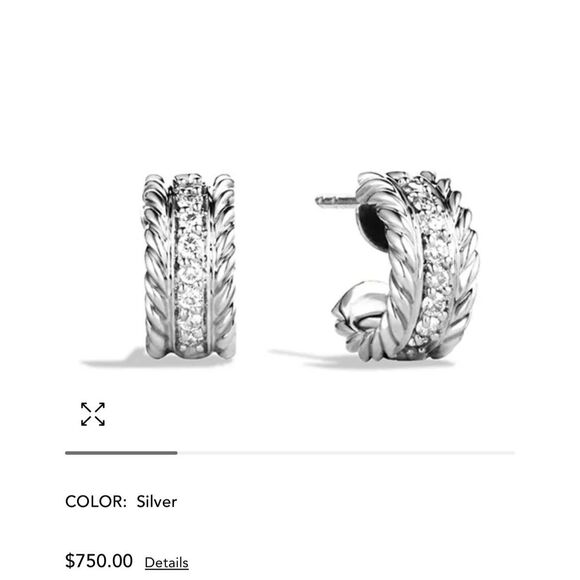 David Yurman Cable Classics Hoop Earrings with Diamonds silver - Picture 1 of 16